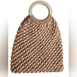 C&C California Pink Beaded Bag with Cream Handle